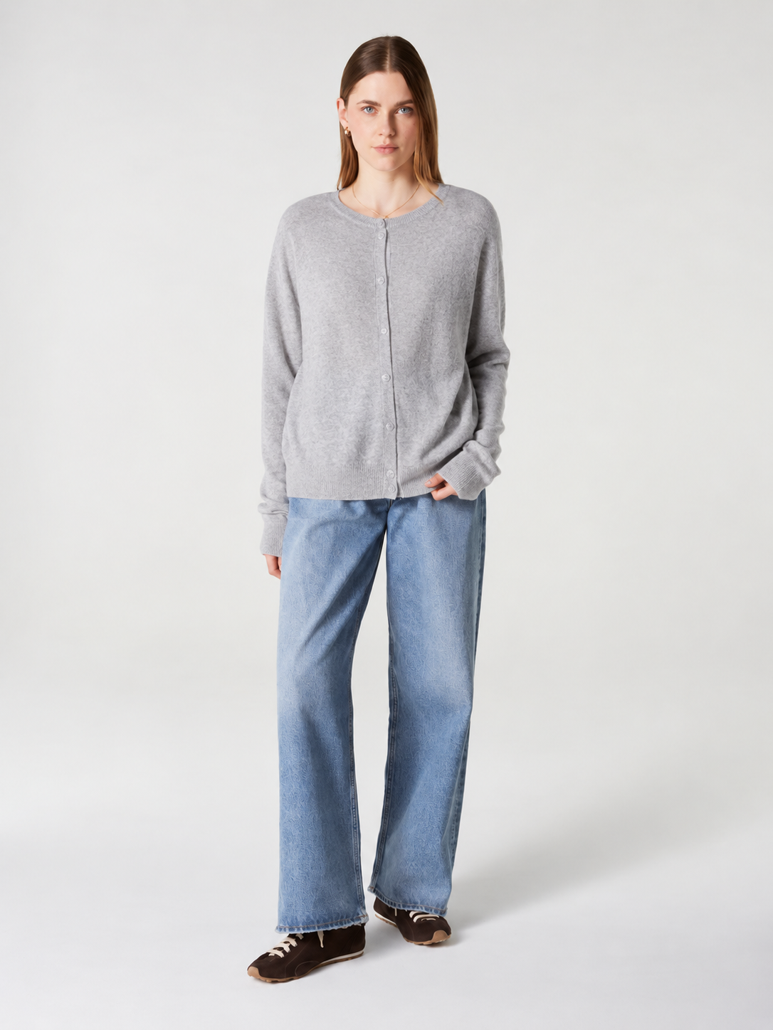 Cardigan Absolut Cashmere Lisette light heather grey