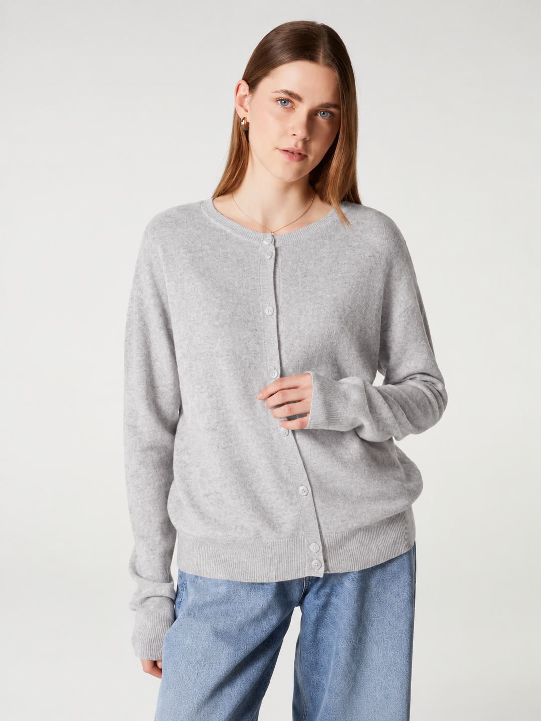 Cardigan Absolut Cashmere Lisette light heather grey