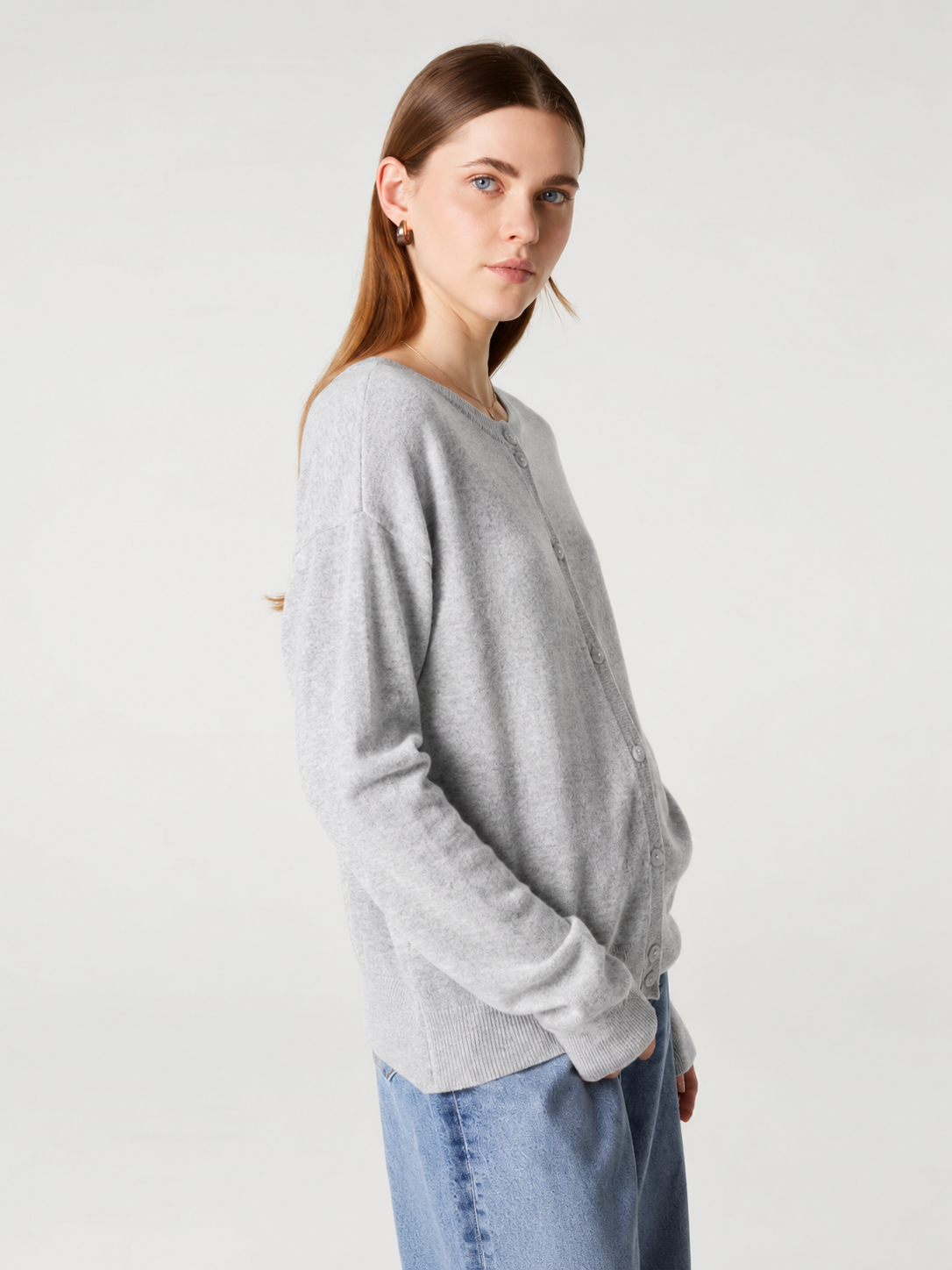 Cardigan Absolut Cashmere Lisette light heather grey