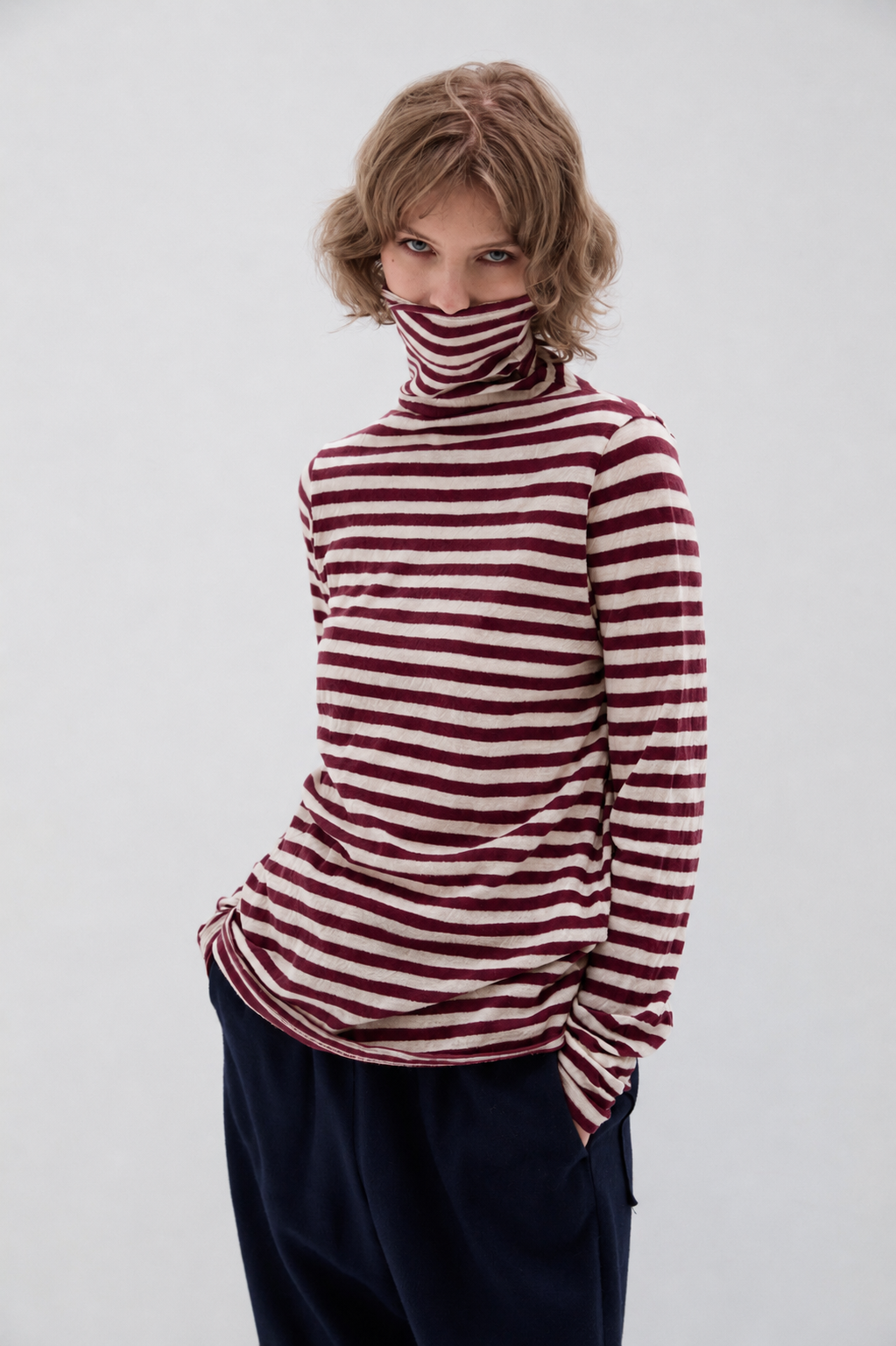 Maglia Phisique Du Role dolcevita a righe wine