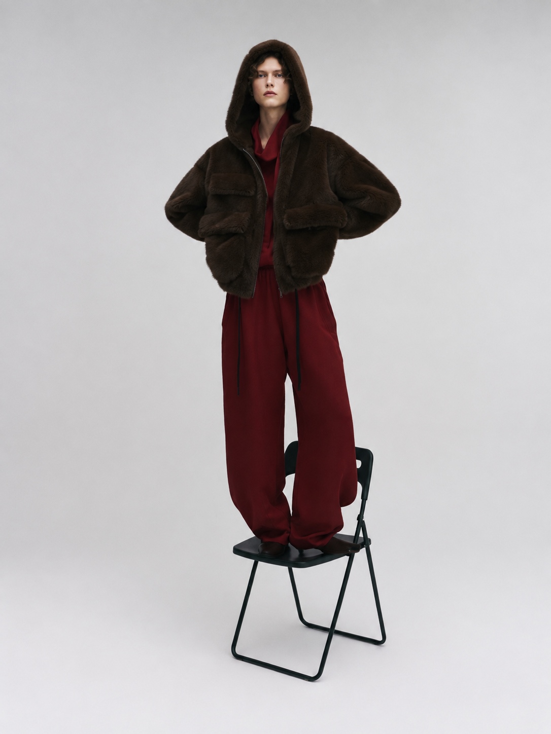 Giacca Tela Saki pelliccia bomber marrone