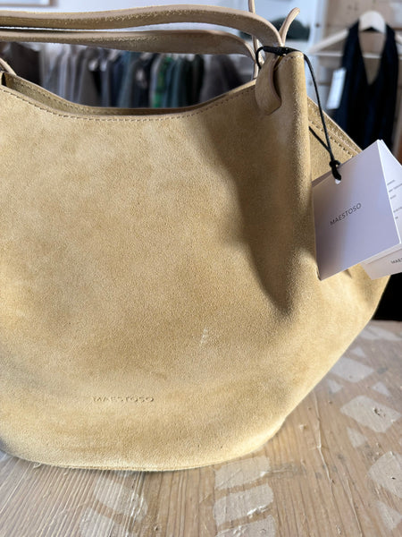 Borsa Maestoso Shell mini beige suede