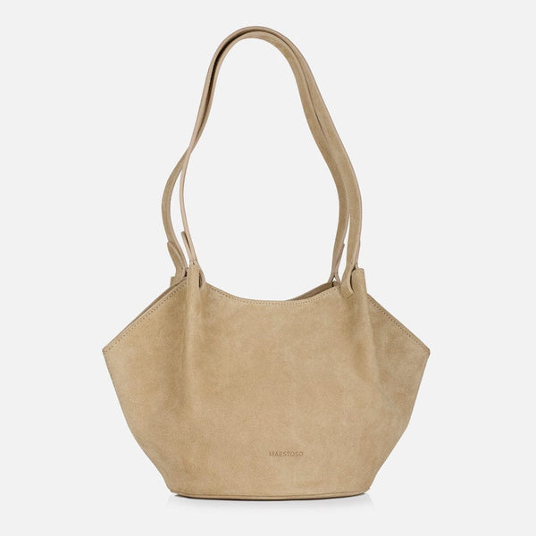 Borsa Maestoso Shell mini beige suede