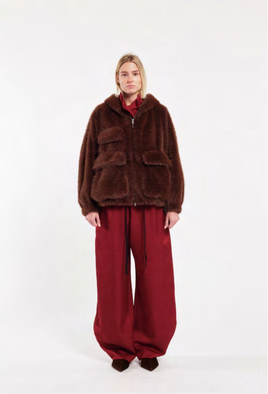 Giacca Tela Saki pelliccia bomber marrone