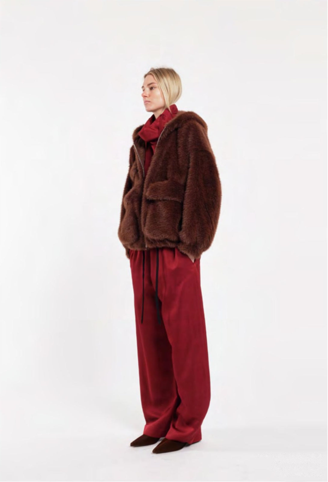 Giacca Tela Saki pelliccia bomber marrone