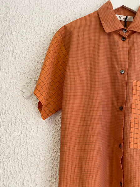 Camicia Tela quadretto arancio