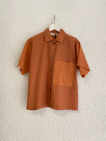 Camicia Tela quadretto arancio